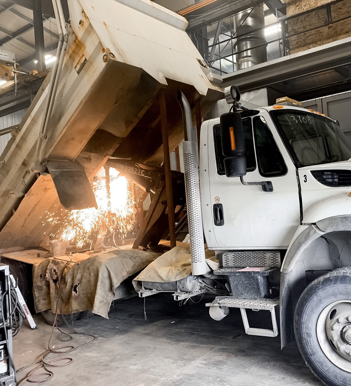 transportation truck being welded