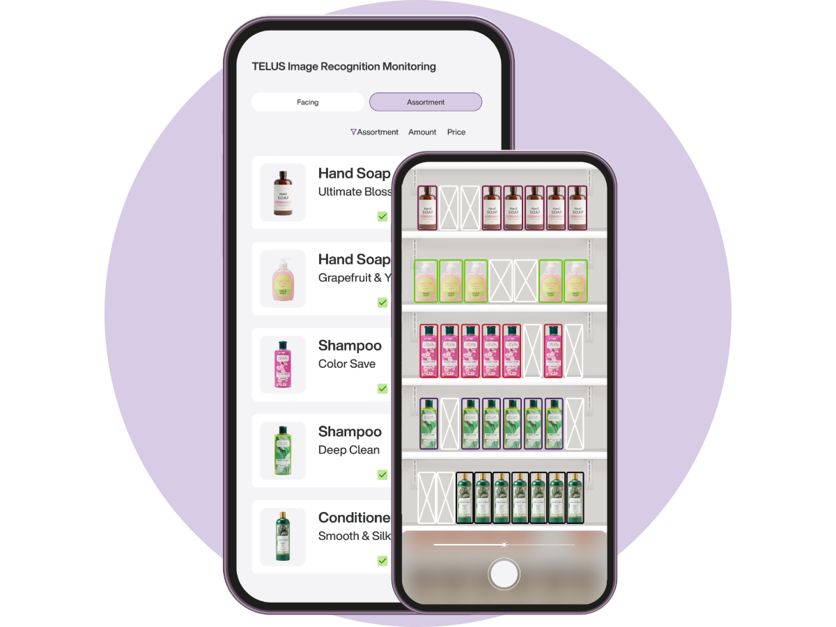 Image recognition app for scanning beauty and wellness products, showcasing retail execution software features.