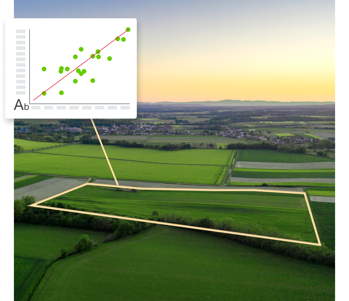 An arial view mapping of green fields.