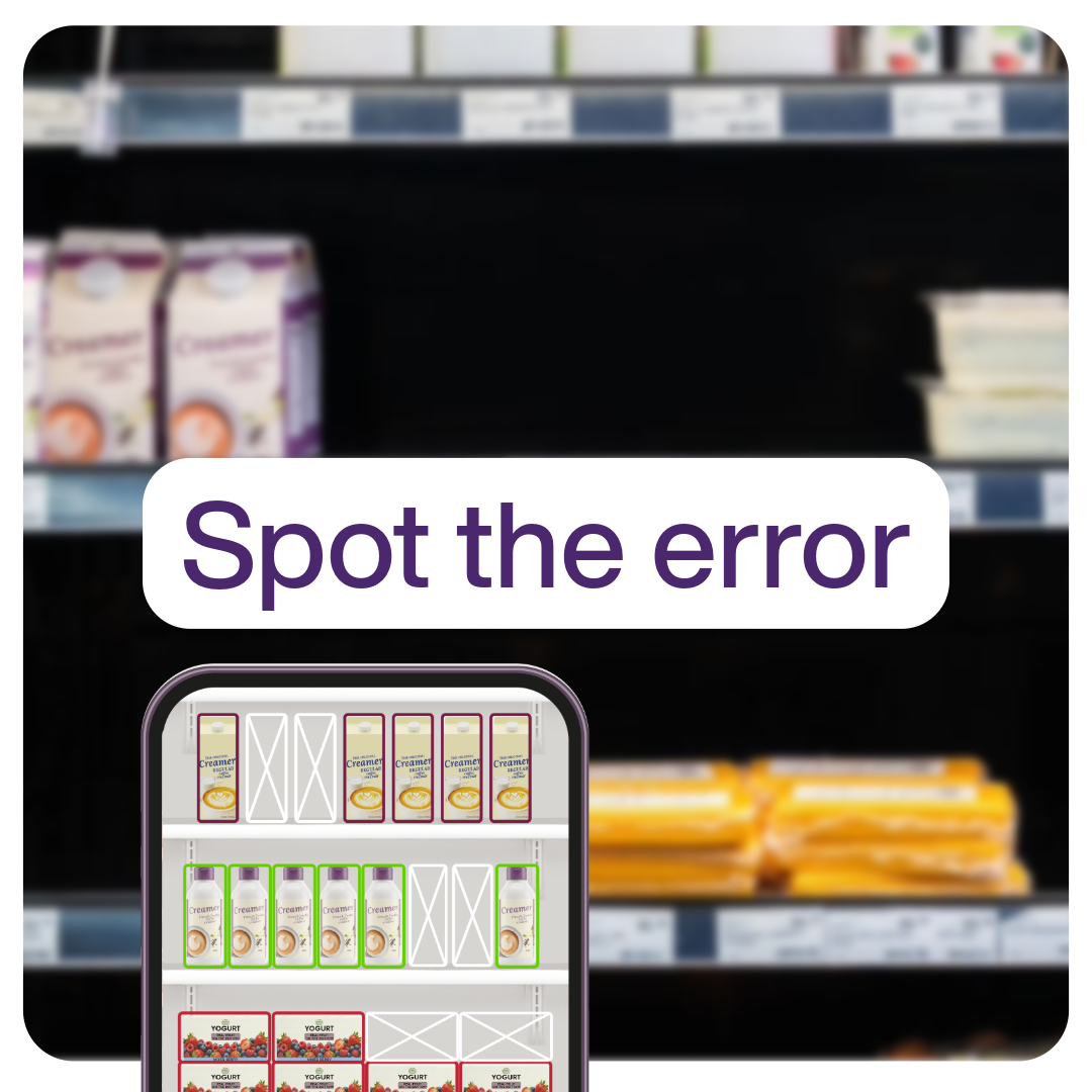 Retail execution app identifying shelf errors and out-of-stock items.