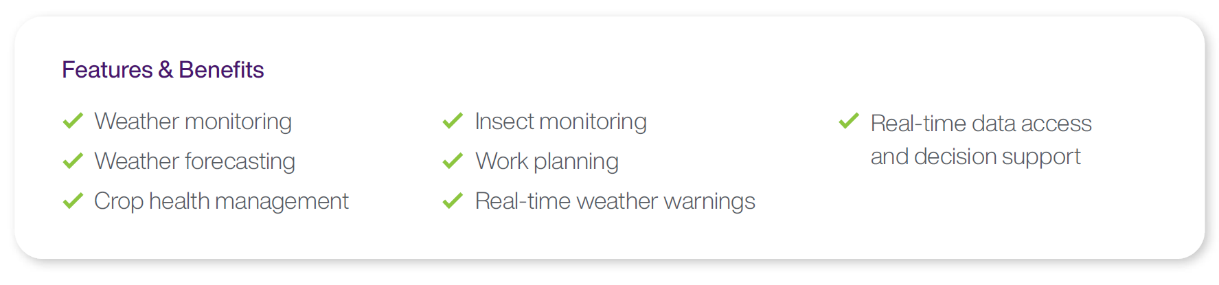 Features and benefits of TELUS Agriculture Weather Stations