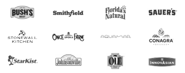 Bush's Best, Conagra, Smithfield, Florida's Natural, Once upon a farm, Sauer's, stonewall kitchen, Johnsville, Starkist, Olé, Aquamar, Innovasian logos