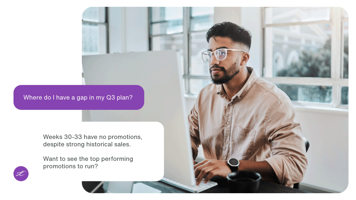 CPG worker using the ai assistant in an office environment