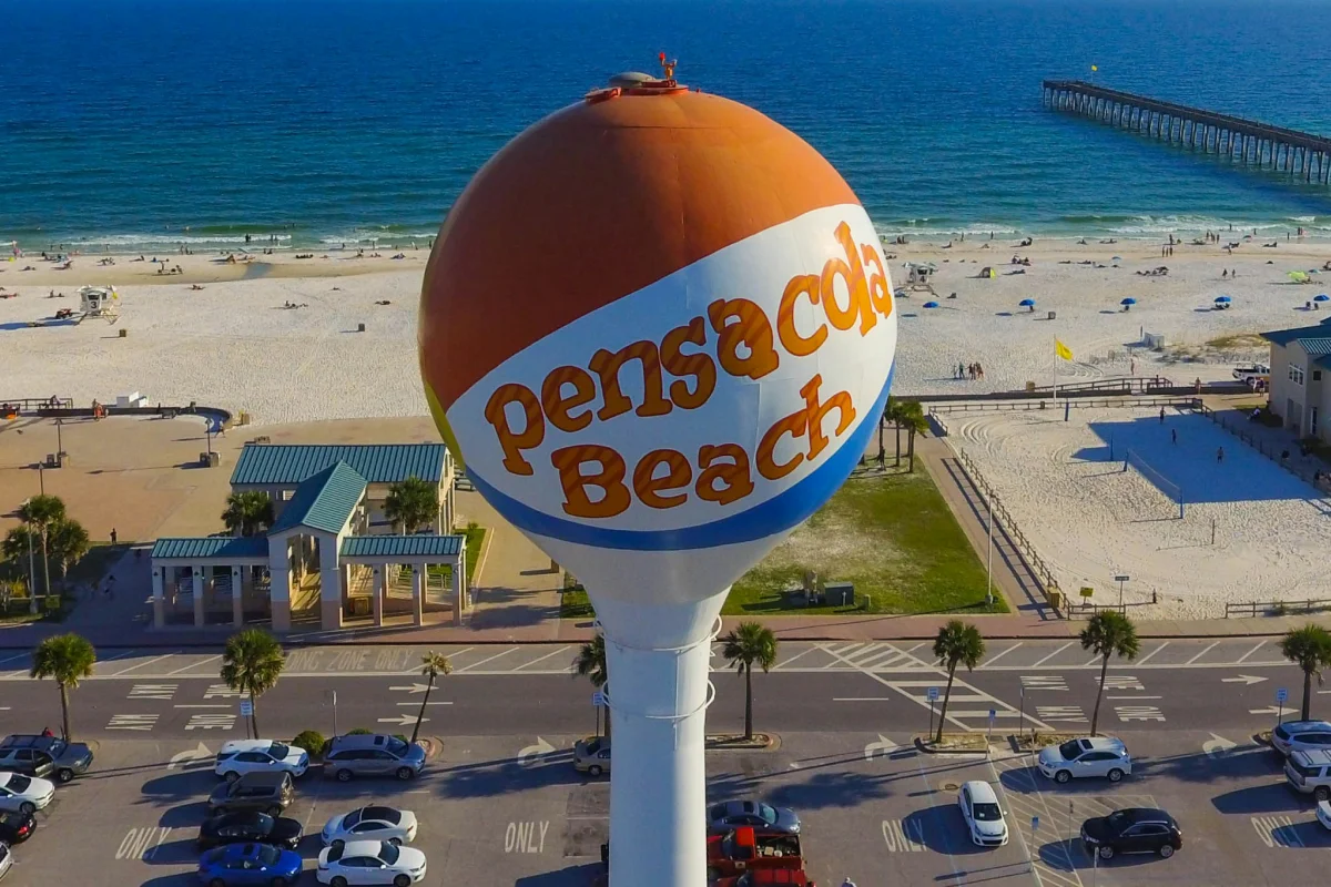 A water tower for Pensacola Beach overlooking the ocean