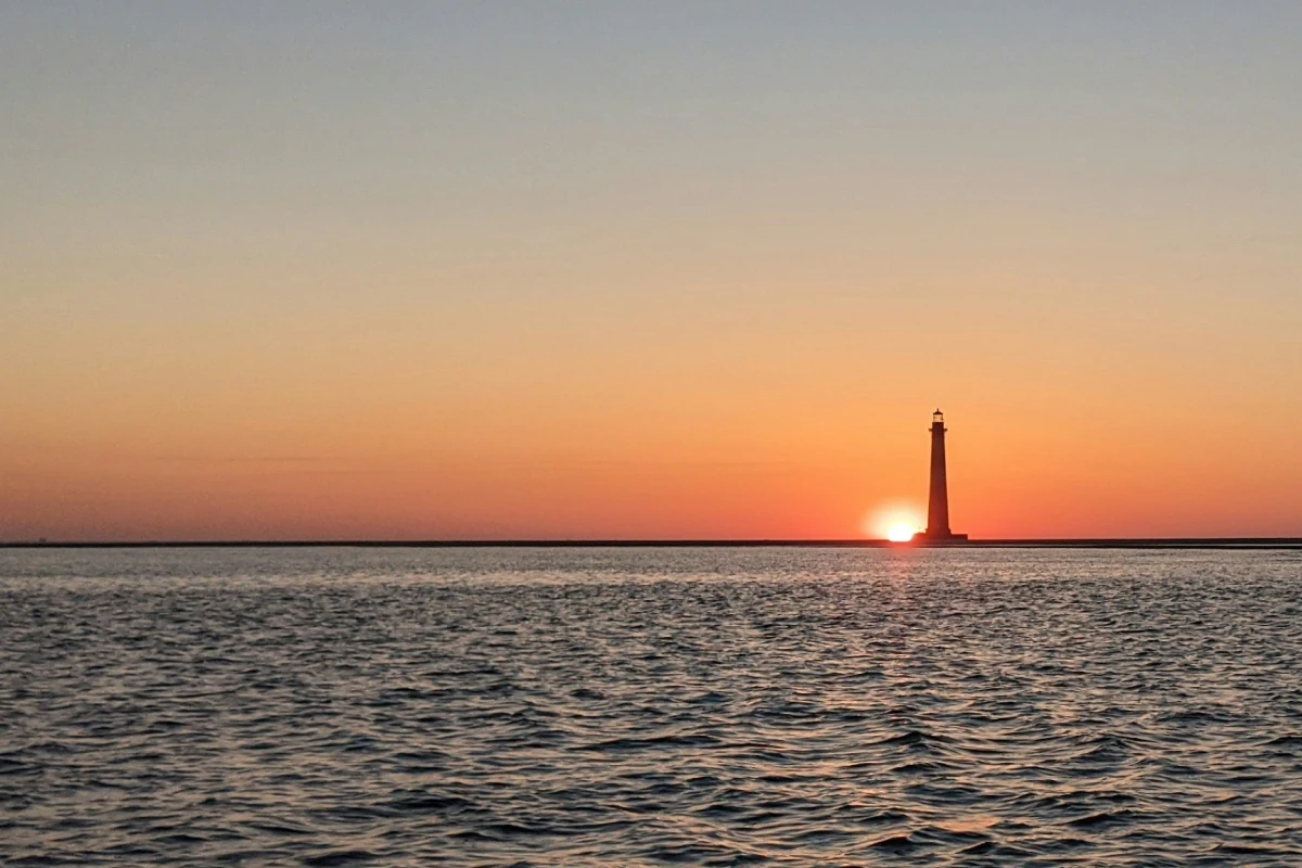 Morris Island Lighthouse and beach near Charleston, SC