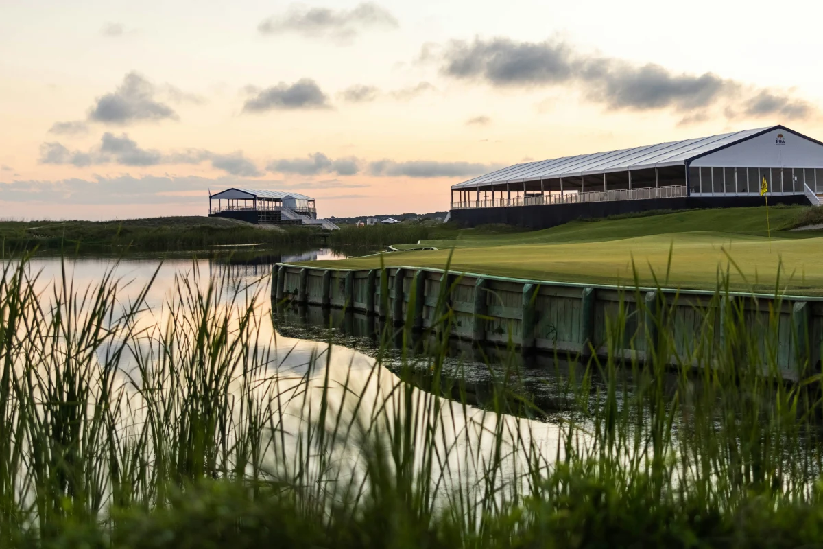 Seaside golf green beside dunes and ocean