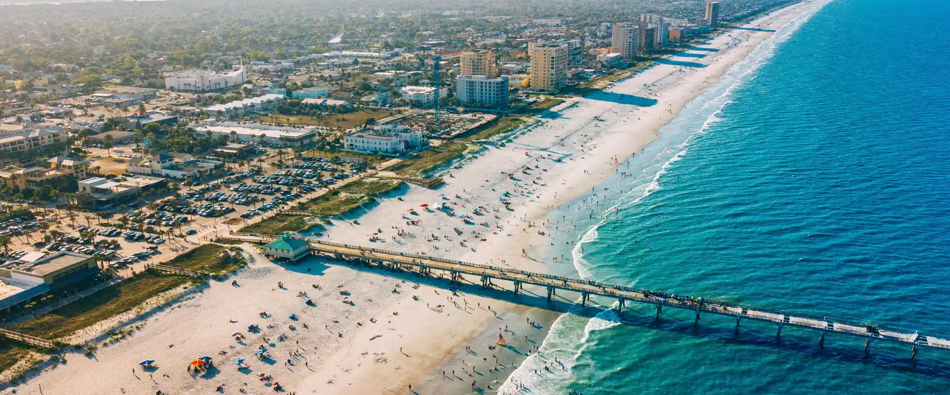 Aerial view of the Atlantic coastline in Jacksonville, FL