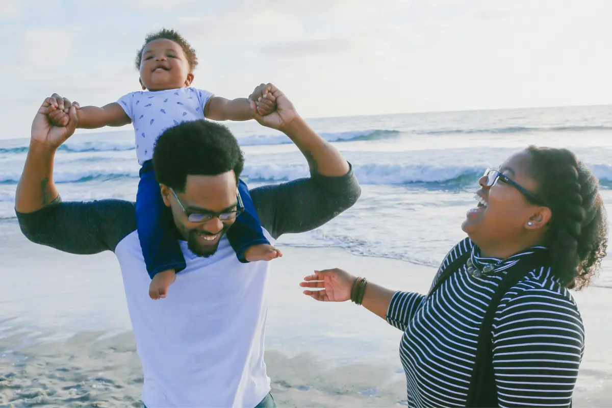 A family on the beach