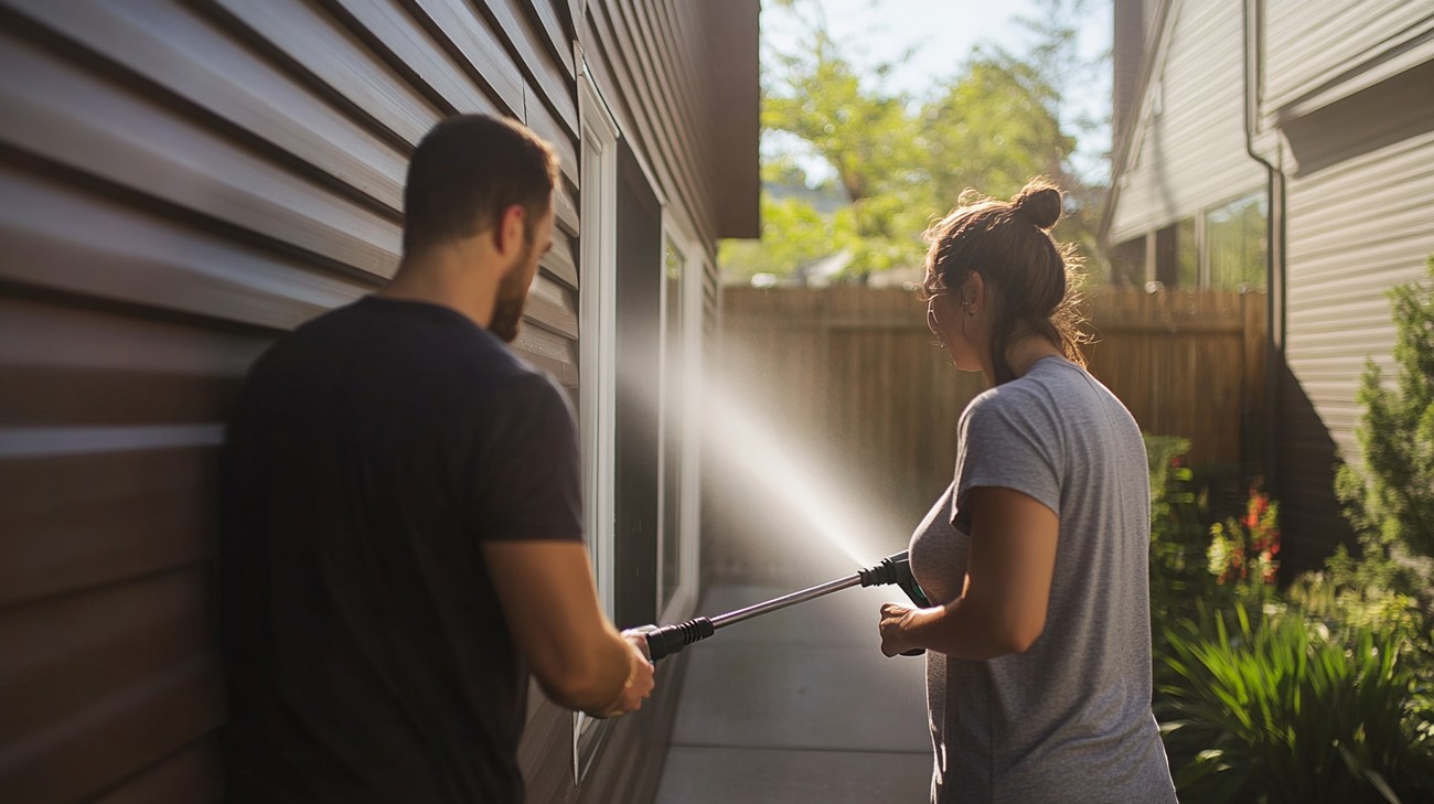 Power washing siding photo