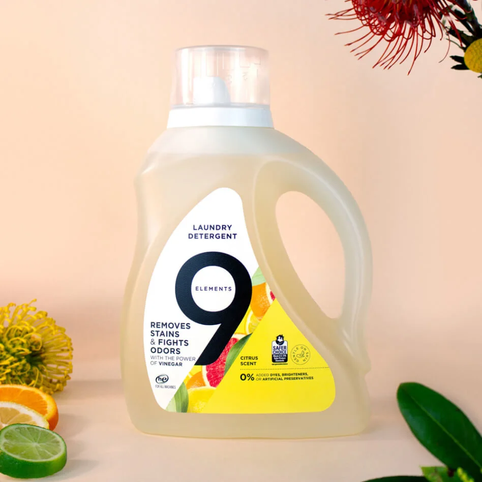 Nine Elements citrus laundry detergent bottle