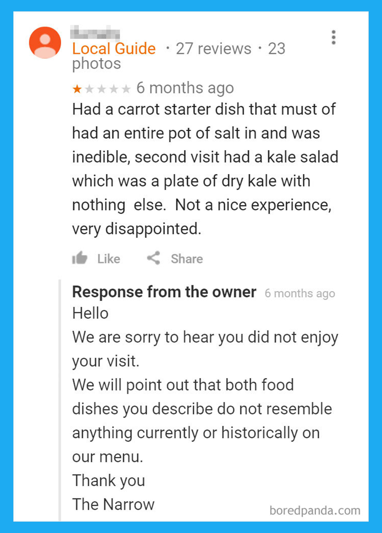 Writing a Bad Review of a Restaurant Doesn't Really Help