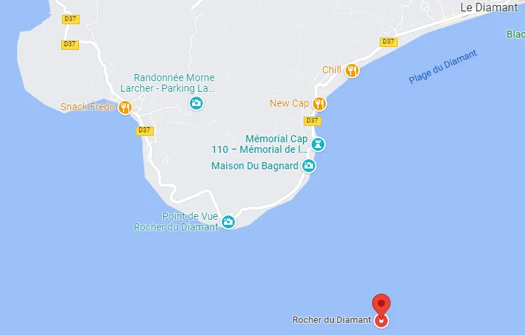 carte Rocher du Diamant Martinique