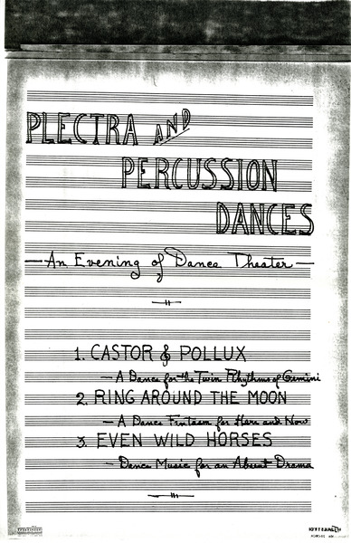 Castor and Pollux, photocopy of original score. Date: 1952. Image from Music and Performing Arts Library Harry Partch Collection, 1914-2007 (Series 14; Musical Scores, Box 6, Folder5), Sousa Archives and Center for American Music, University of Illinois at Urbana-Champaign.