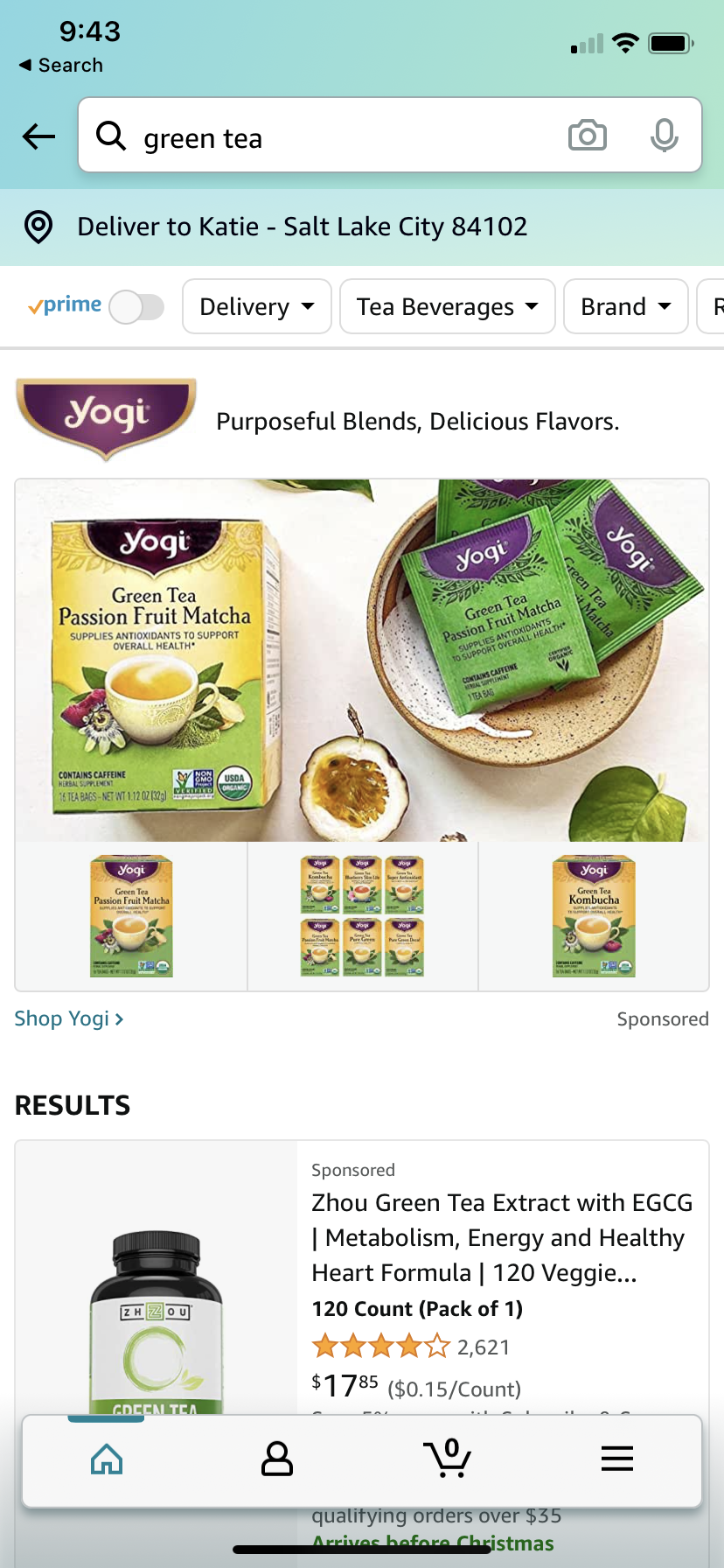 Amazon Advertising Sponsored Brands Custom Creative Example, Yogi Tea | Pattern Blog
