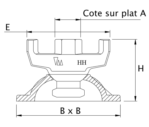 Ecrou articulé serti sur plaque