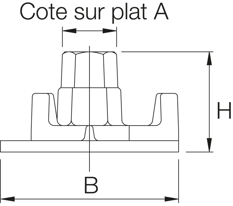 Ecrou moulé à 3 ailettes Ø 17