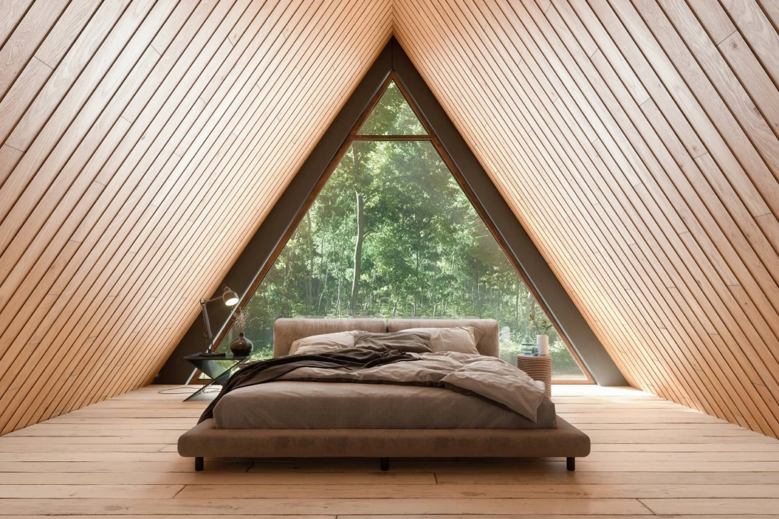 Loft attic bedroom concept