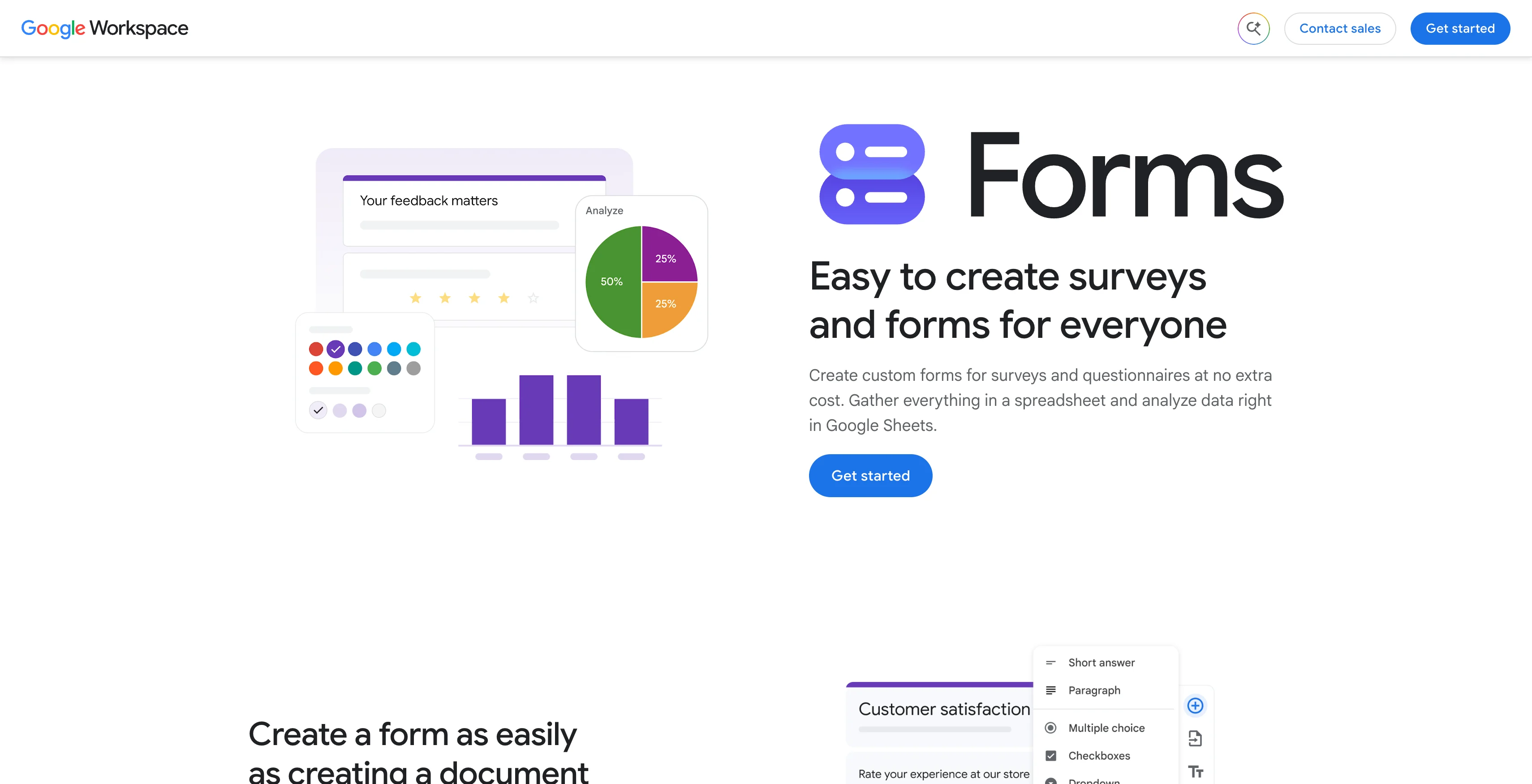A screenshot of the Google Forms landing page