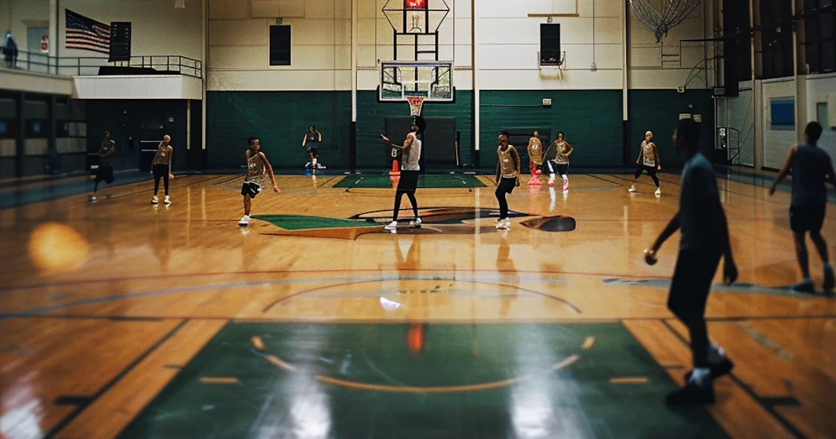 a youth basketball league game happening at a local gym