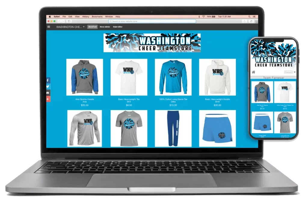an online cheerleading apparel store