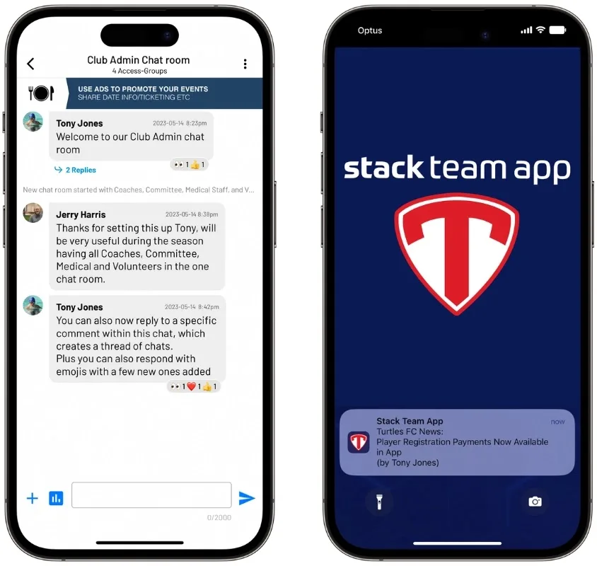 Screenshot of the Stack Team App