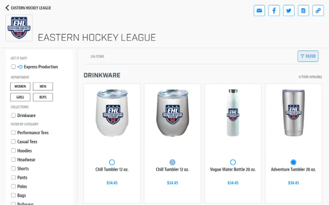 a hockey merchandise store for fundraising