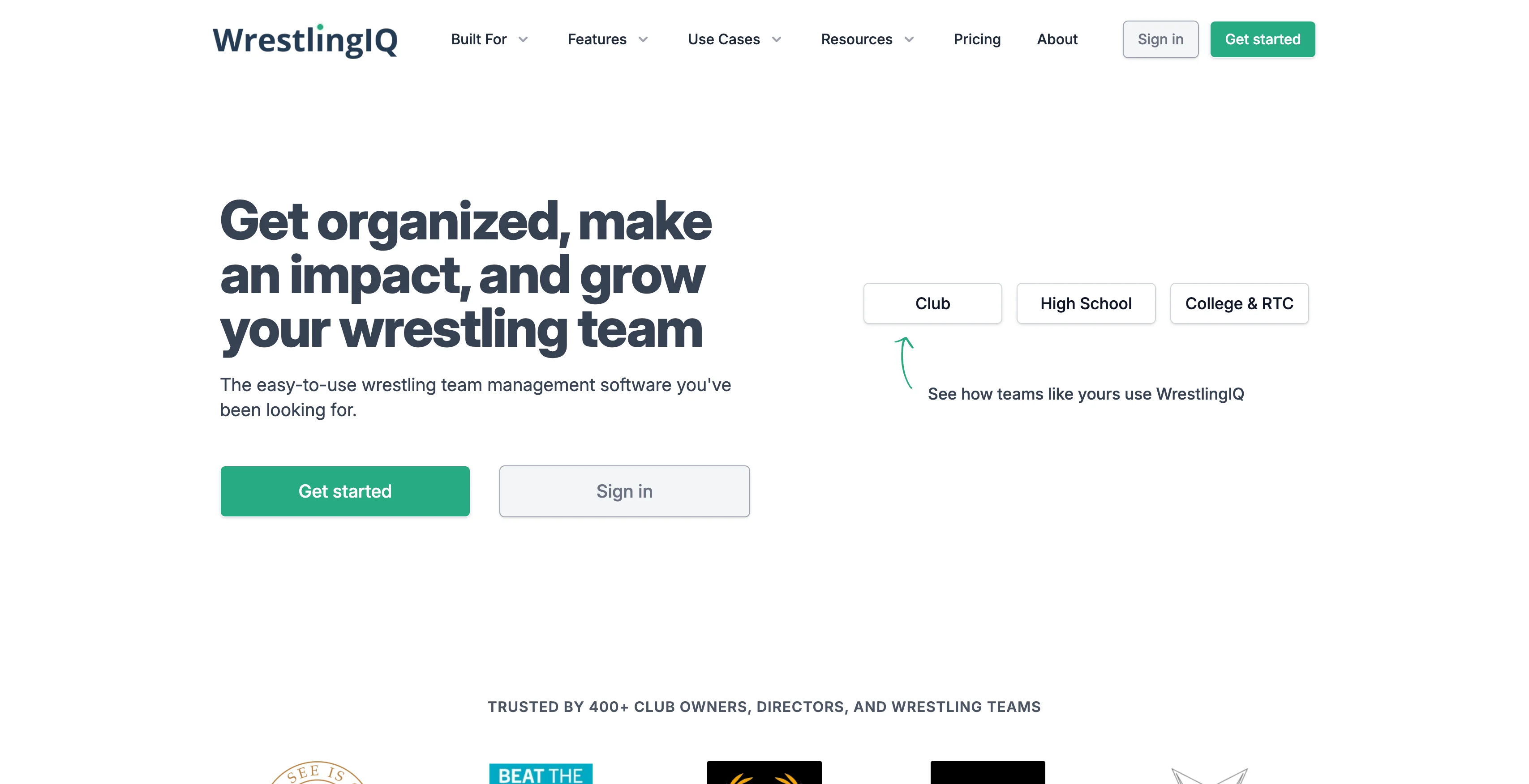 A screenshot of the Wrestling IQ homepage