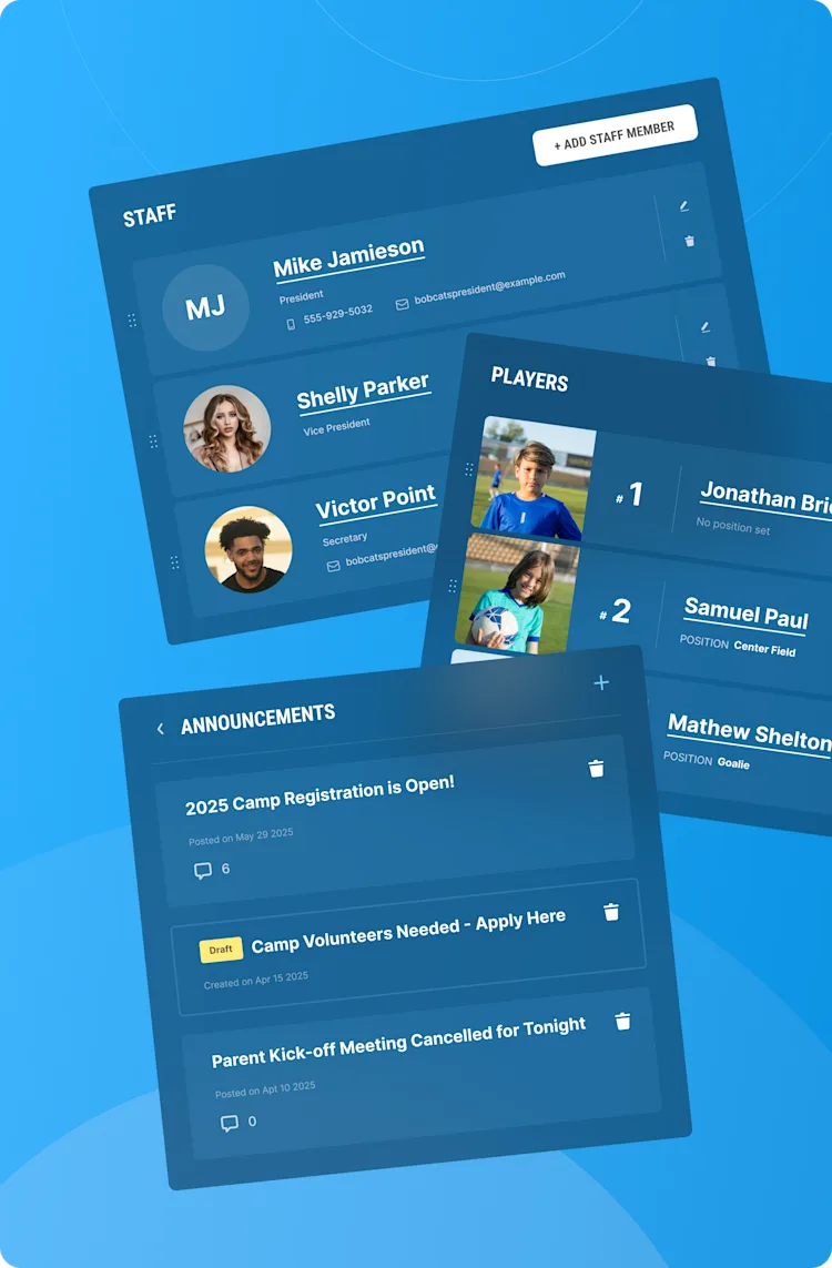 Keep players, coaches, and parents organized