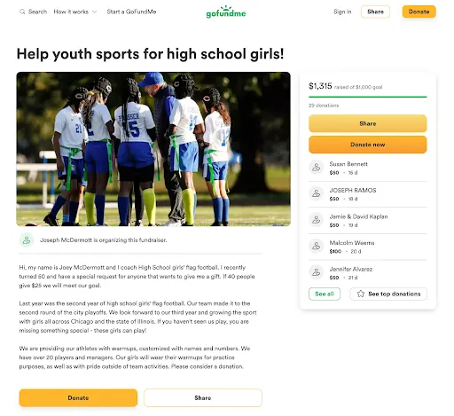 youth sports crowdfunding