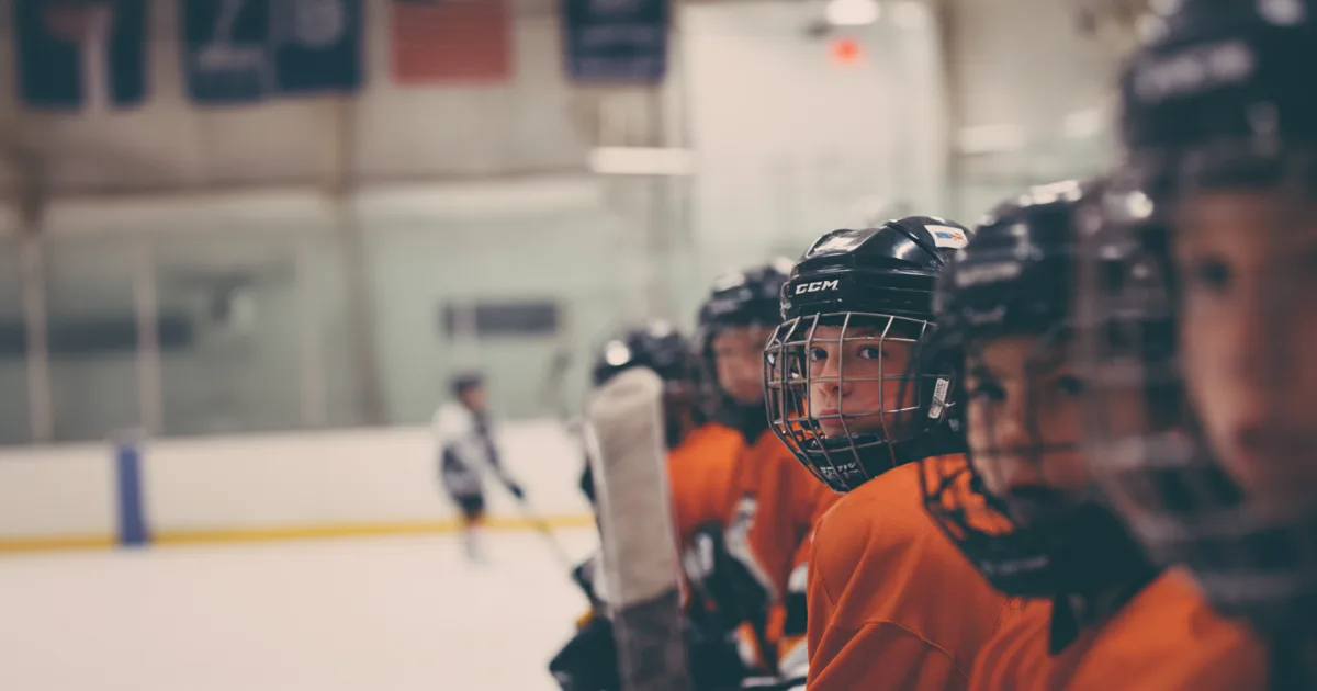 Youth hockey players before a game
