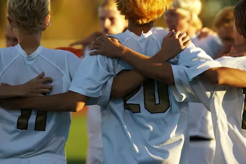 a youth soccer team before a big game