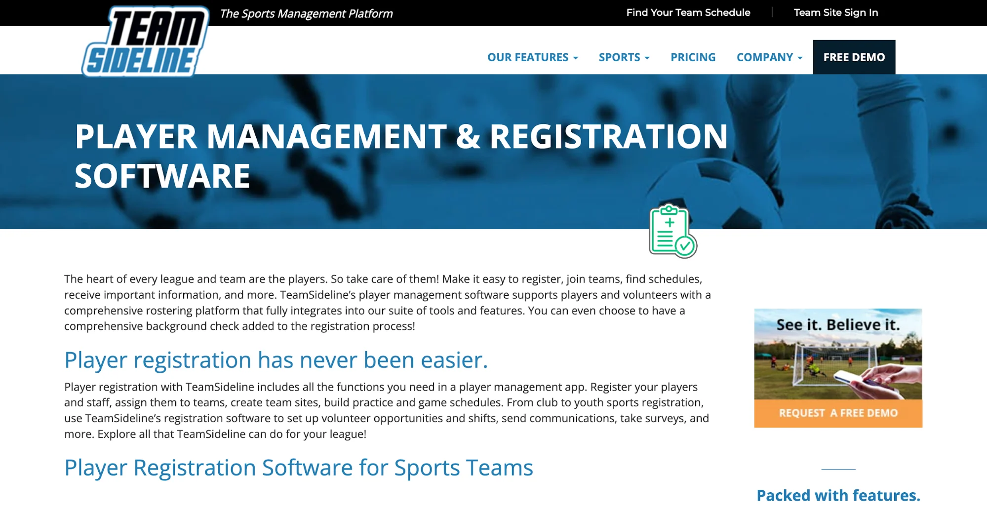 teamsideline sports registration software