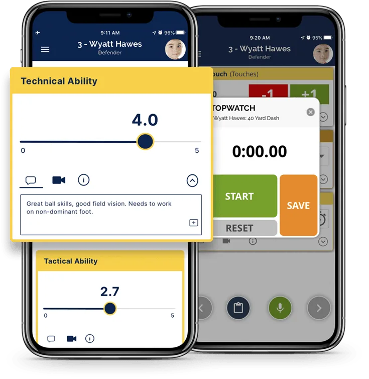 a screenshot of TeamGenius youth sports player evaluation software