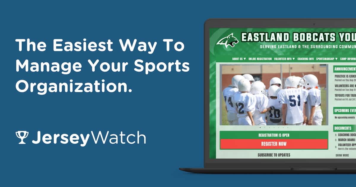 sports management software, online registration, and website builder for teams and leagues made by Jersey Watch. 