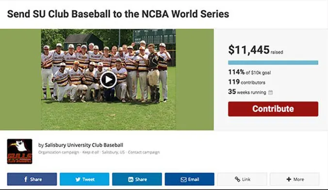 FundRazr online donation campaign for youth sports