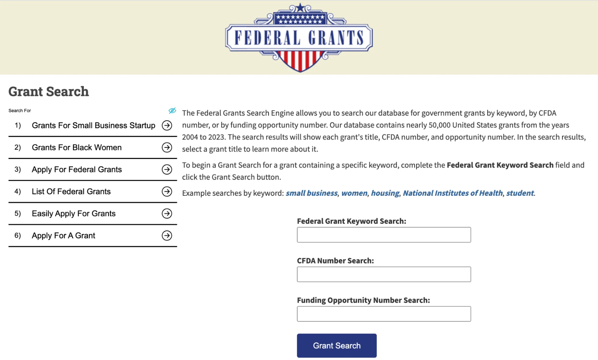 federalgrants.com database for youth sports grants