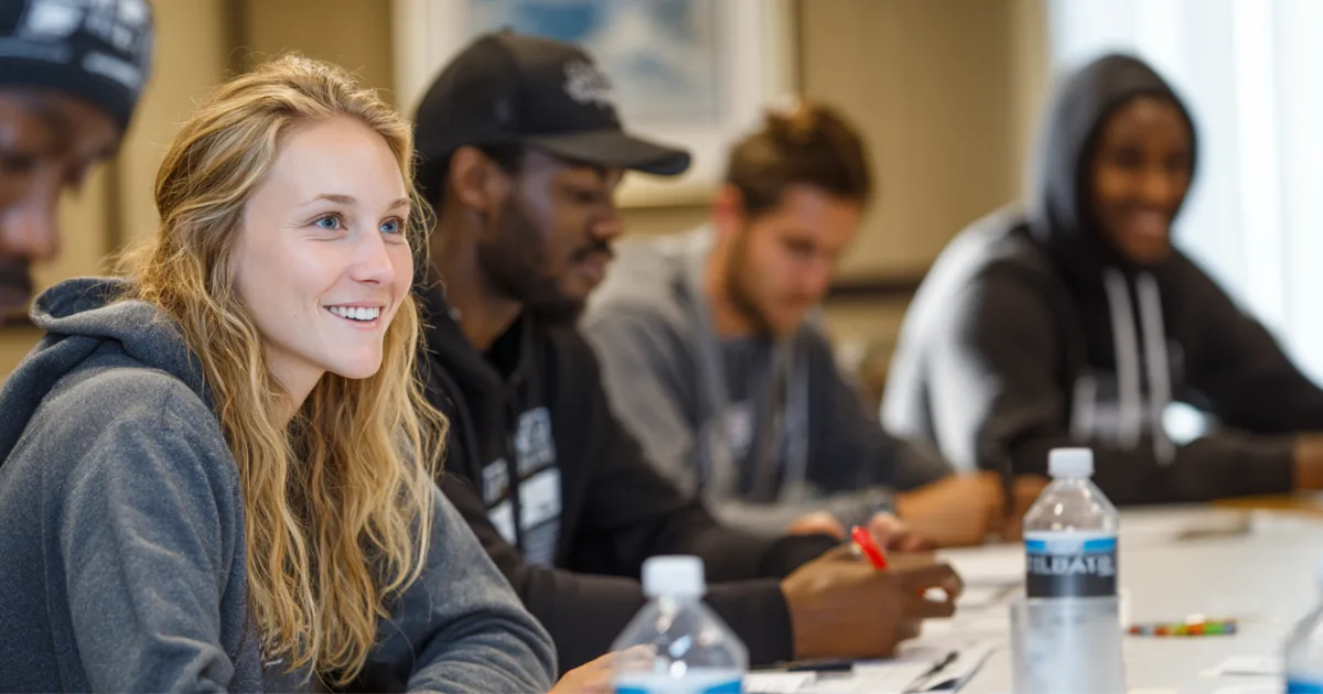 Youth sports coaches and volunteers as a club budgeting meeting