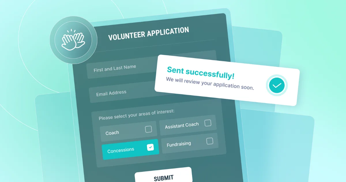 An illustration of a youth sports volunteer registration form template