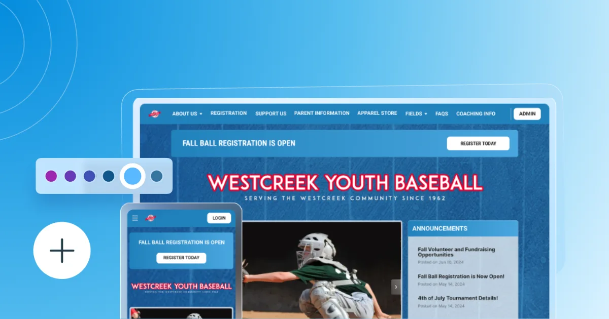 Youth baseball website template