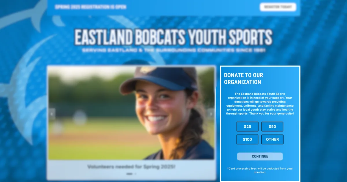 online donations for a youth sports organization