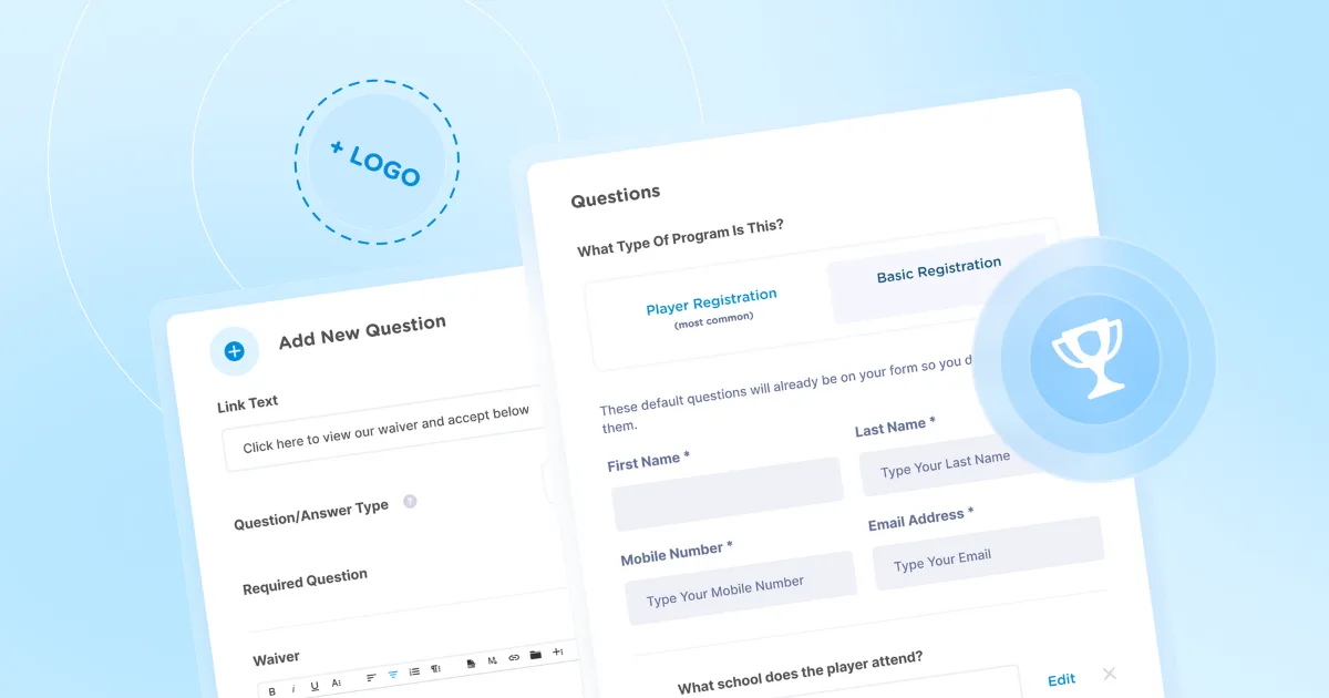 Online player registration form built using sports registration software