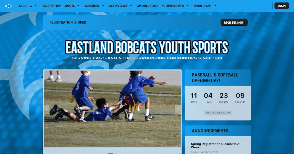 the best sports website design for youth sports teams and leagues