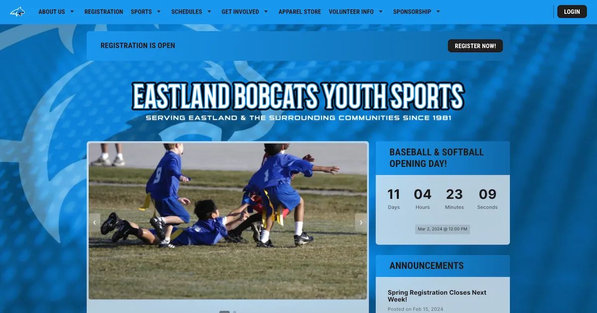 the best sports website design for youth sports teams and leagues