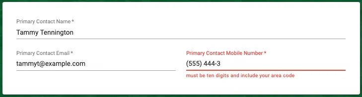 youth sports registration form contact