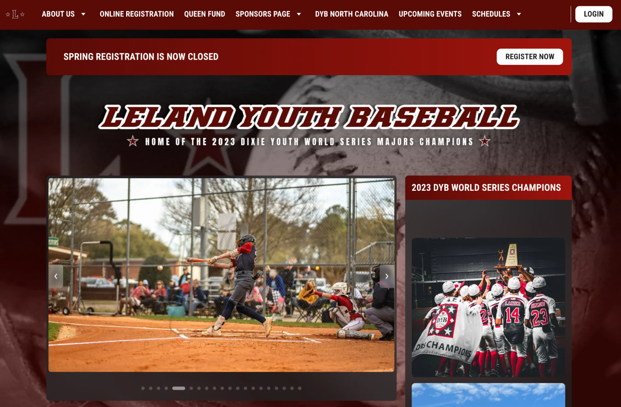 a youth sports website built using the jersey watch theme