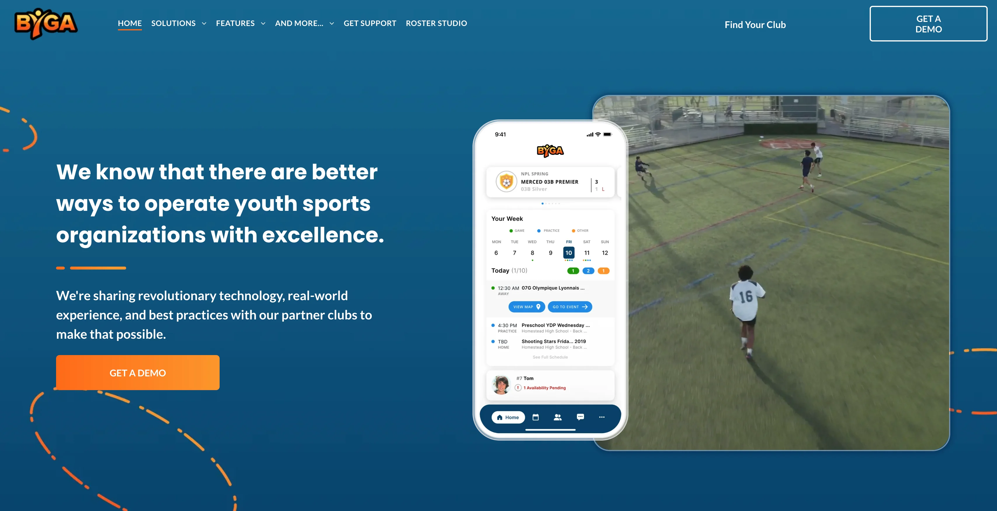 A screenshot of the Byga homepage