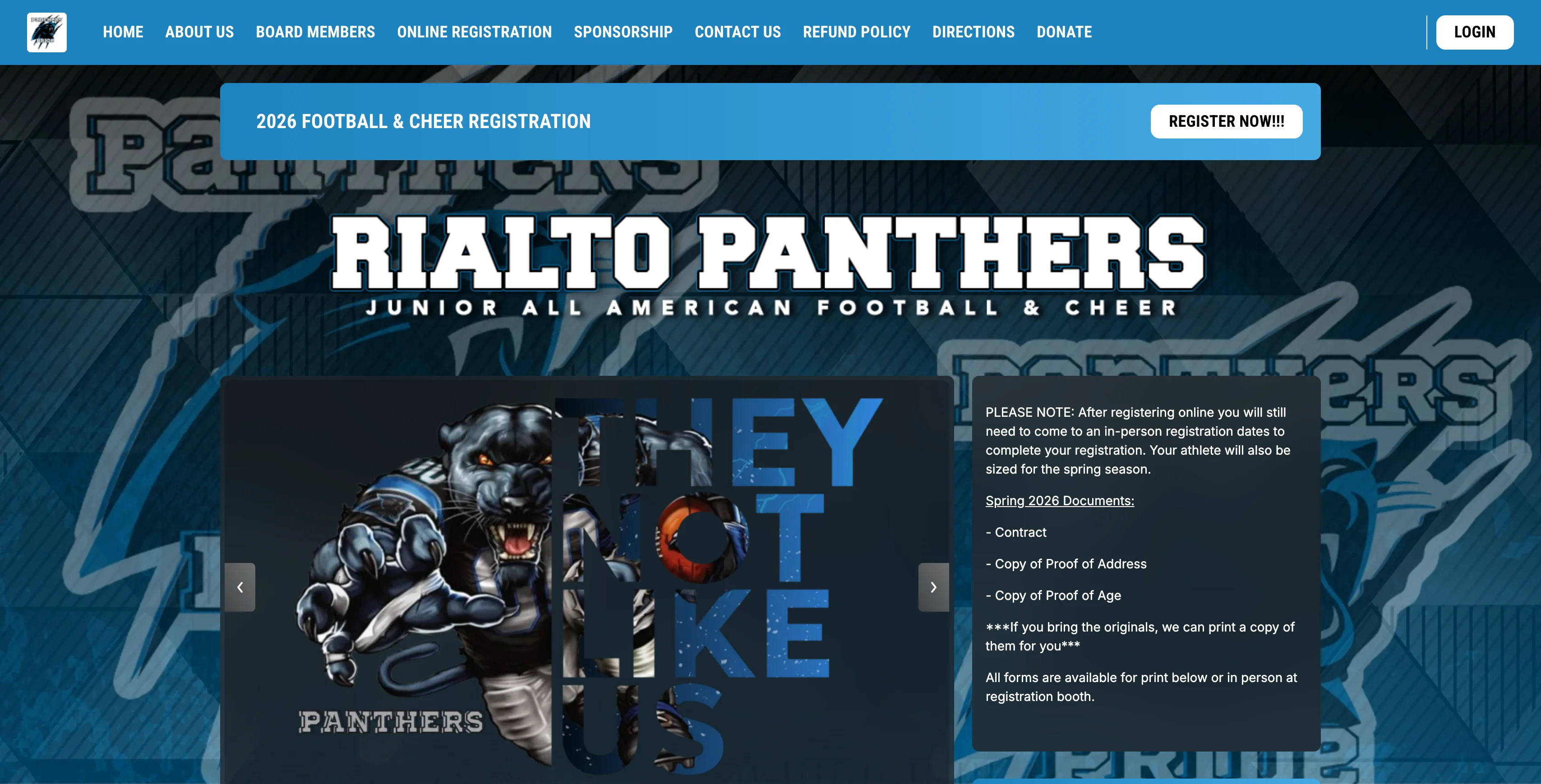 A screenshot of the Rialto Panther website