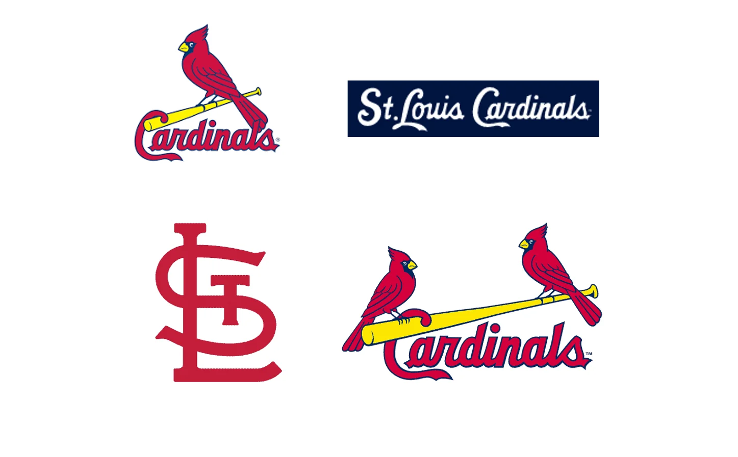 an image of several of the st. louis cardinals logo variations