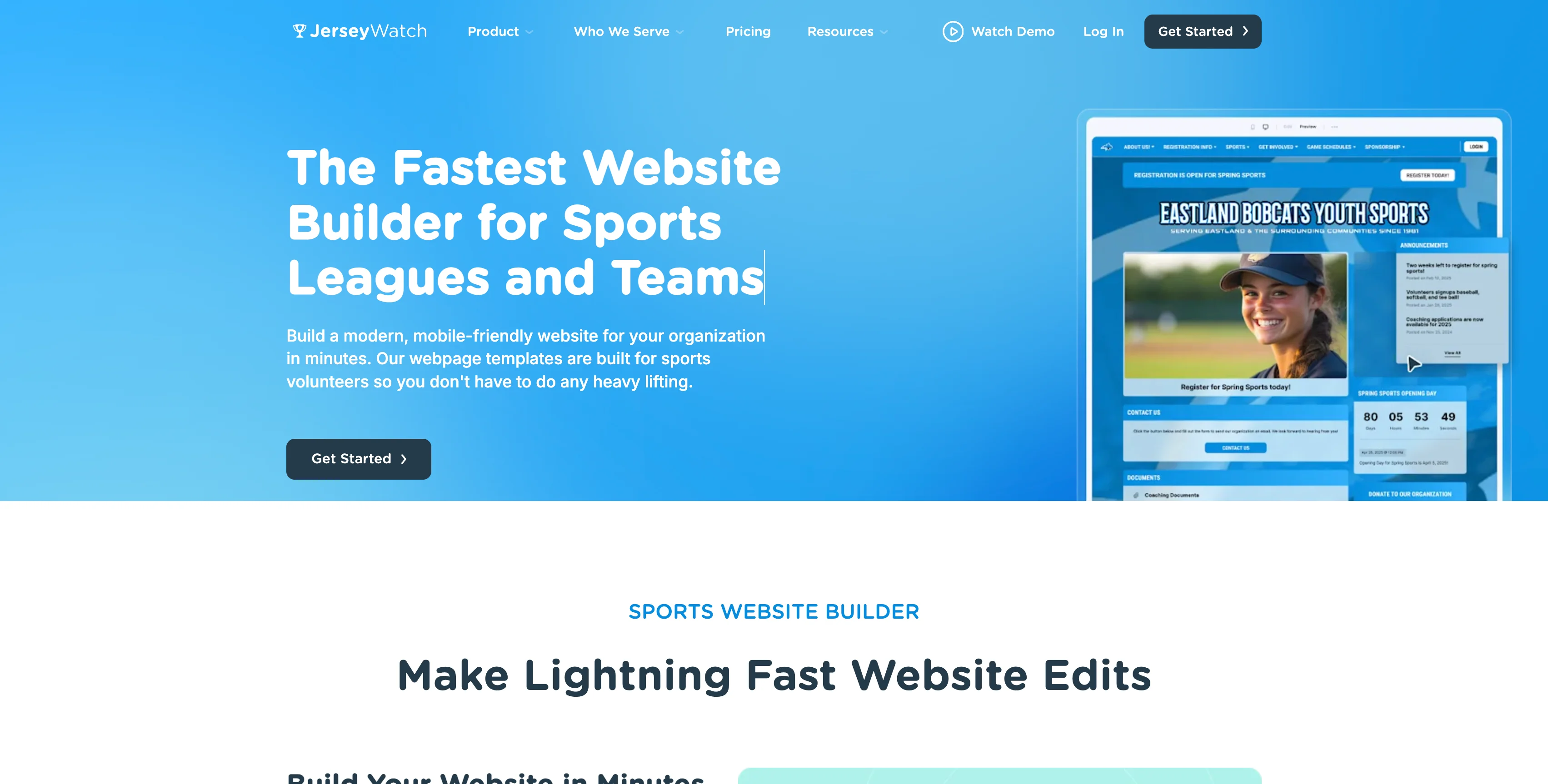 jersey watch sports team website builder