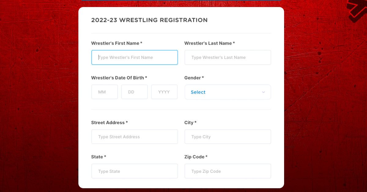 a youth wrestling online registration form template